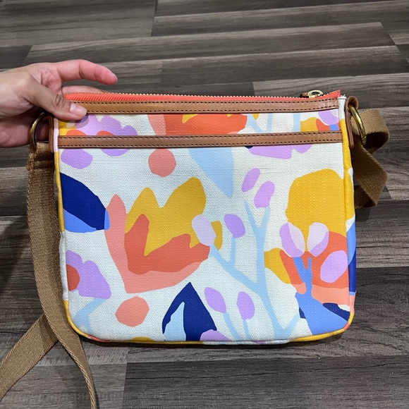 Fossil Eliza Bright Multicolor Canvas Leather Crossbody Bag - Picture 3 of 10